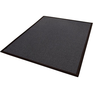 Teppich DEKOWE Naturino Rips Teppiche Gr. B/L: 200 cm x 290 cm, 7 mm, 1 St., schwarz Esszimmerteppiche Flachgewebe, Sisal-Optik, mit Bordüre, In- und Outdoor geeignet