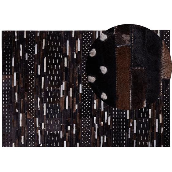 Teppich Dunkelbraun Leder 160 x 230 cm Muster Exklusiv