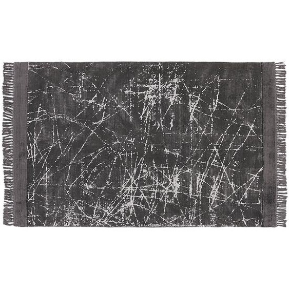 Teppich Dunkelgrau Viskose 140 x 200 cm Kurzflor Abstraktes Design Rechteckig Wohnzimmer Schlafzimmer Flur