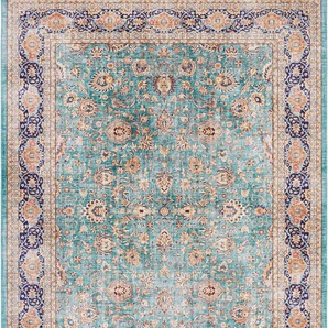 Teppich ELLE DECORATION Keshan Maschad Teppiche Gr. B/L: 120 cm x 160 cm, 5 mm, 1 St., grün (jade) Orientalische Muster Orientalisch, Orient, Kurzflor, Vintage, Wohnzimmer, Schlafzimmer