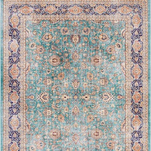 Teppich ELLE DECORATION Keshan Maschad Teppiche Gr. B/L: 200 cm x 290 cm, 5 mm, 1 St., grün (jade) Orientalische Muster Orientalisch, Orient, Kurzflor, Vintage, Wohnzimmer, Schlafzimmer