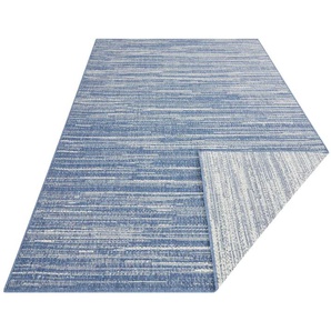 Teppich ELLE DECORATION Mèlange Teppiche Gr. B/L: 160 cm x 230 cm, 5 mm, 1 St., blau (blau, weiß) Esszimmerteppiche Flachgewebe, In-& Outdoor, Modern, Wendeteppich, Balkon, Wohnzimmer