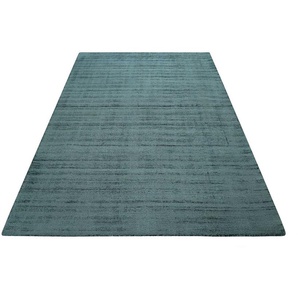 Teppich ESPRIT Gil Teppiche Gr. B/L: 110 cm x 170 cm, 8 mm, 1 St., blau (petrol türkis) Esszimmerteppiche handgewebt, seidig glänzend, schimmernde Farbbrillianz, Melangeeffekt