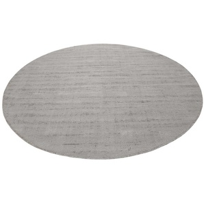 Teppich ESPRIT Gil Teppiche Gr. Ø 200 cm, 8 mm, 1 St., grau (hellgrau) Esszimmerteppiche handgewebt, seidig glänzend, schimmernde Farbbrillianz, Melangeeffekt