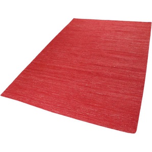 Teppich ESPRIT Rainbow Kelim Teppiche Gr. B/L: 200 cm x 290 cm, 5 mm, 1 St., rot Baumwollteppiche Flachgewebe aus 100% Baumwolle, Wohnzimmer, Kinderzimmer, einfarbig