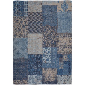 Teppich  Flachgewebe Retro- und Patchwork-Look Jacquard-Muster  Blau