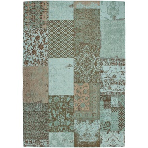 Teppich  Flachgewebe Retro- und Patchwork-Look Jacquard-Muster  Türkis