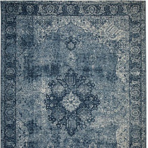 Teppich FLAIR RUGS Antique Teppiche Gr. B/L: 155 cm x 230 cm, 4 mm, 1 St., blau Baumwollteppiche Vintage-Muster