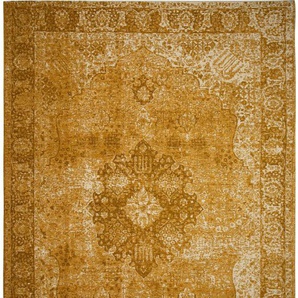Teppich FLAIR RUGS Antique Teppiche Gr. B/L: 200 cm x 290 cm, 4 mm, 1 St., goldfarben Baumwollteppiche