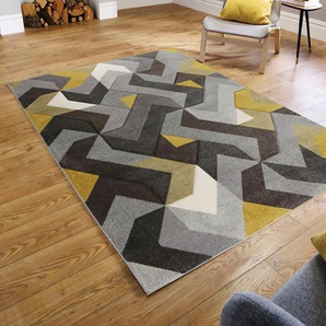 Teppich FLAIR RUGS AURORA Teppiche Gr. B/L: 120 cm x 170 cm, 11 mm, 1 St., gelb (ocker) Esszimmerteppiche