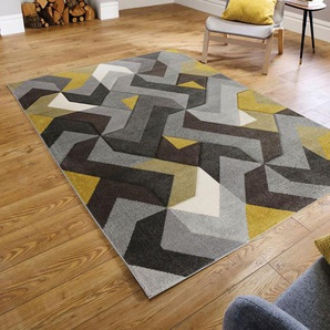 Teppich FLAIR RUGS AURORA Teppiche Gr. B/L: 120 cm x 170 cm, 11 mm, 1 St., gelb (ocker) Esszimmerteppiche Handgeschnitzt