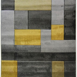 Teppich FLAIR RUGS Cosmos Teppiche Gr. B/L: 200 cm x 290 cm, 12 mm, 1 St., gelb (ocker) Esszimmerteppiche Patchwork Design, mehrfarbig, mit Hoch-Tief-Effekt