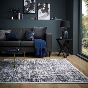 Teppich FLAIR RUGS Eris Trace Teppiche Gr. B/L: 200 cm x 290 cm, 8 mm, 1 St., blau Esszimmerteppiche Glanzeffekt Teppich