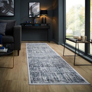 Teppich FLAIR RUGS Eris Trace Teppiche Gr. B/L: 80 cm x 300 cm, 8 mm, 1 St., blau Esszimmerteppiche Glanzeffekt Teppich