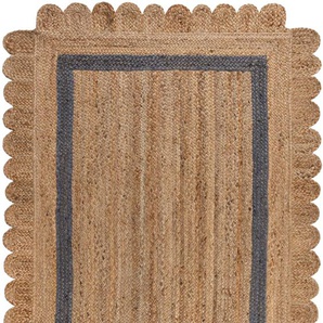 Teppich FLAIR RUGS Grace Teppiche Gr. B/L: 120 cm x 170 cm, 7 mm, 1 St., beige (natur, grau) Juteteppiche aus 100% Jute, fußbodenheizungsgeeignet, mit Bordüre