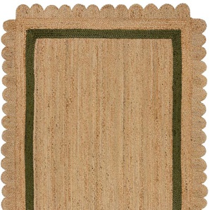Teppich FLAIR RUGS Grace Teppiche Gr. B/L: 120 cm x 170 cm, 7 mm, 1 St., grün Juteteppiche aus 100% Jute, fußbodenheizungsgeeignet, mit Bordüre