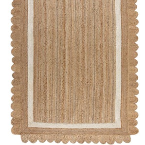 Teppich FLAIR RUGS Grace Teppiche Gr. B/L: 160 cm x 230 cm, 7 mm, 1 St., beige (natur, weiß) Esszimmerteppiche aus 100% Jute, fußbodenheizungsgeeignet, mit Bordüre