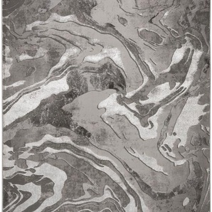 Teppich FLAIR RUGS Marbled Teppiche Gr. B/L: 120 cm x 170 cm, 12 mm, 1 St., silberfarben Esszimmerteppiche