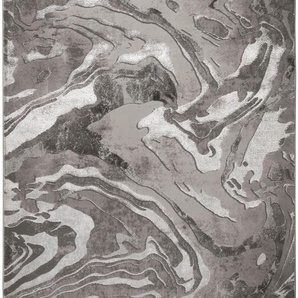 Teppich FLAIR RUGS Marbled Teppiche Gr. B/L: 120 cm x 170 cm, 12 mm, 1 St., silberfarben Esszimmerteppiche dezenter Glanz, mehrfarbig, modernes Marmor-Design