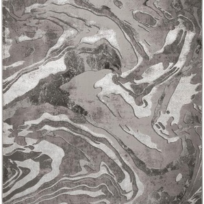 Teppich FLAIR RUGS Marbled Teppiche Gr. B/L: 200 cm x 290 cm, 12 mm, 1 St., silberfarben Esszimmerteppiche dezenter Glanz, mehrfarbig, modernes Marmor-Design