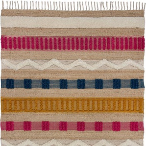 Teppich FLAIR RUGS Medina Teppiche Gr. B/L: 160 cm x 230 cm, 12 mm, 1 St., bunt Baumwollteppiche Boho-Look, aus Naturfasern wie Wolle & Jute