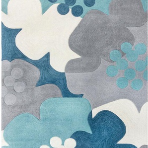 Teppich FLAIR RUGS Retro Floral Teppiche Gr. B/L: 160 cm x 230 cm, 10 mm, 1 St., blau Esszimmerteppiche