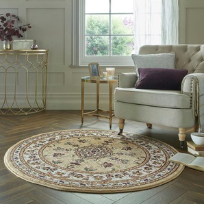 Teppich FLAIR RUGS Sherborne Teppiche Gr. Ø 133 cm, 8 mm, 1 St., beige Orientalische Muster