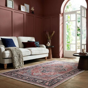 Teppich FLAIR RUGS Windsor Teppiche Gr. B/L: 200 cm x 290 cm, 4 mm, 1 St., rot Esszimmerteppiche Waschbarer Teppich