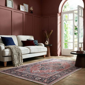Teppich FLAIR RUGS Windsor Teppiche Gr. B/L: 200 cm x 290 cm, 4 mm, 1 St., rot Esszimmerteppiche Waschbarer Teppich