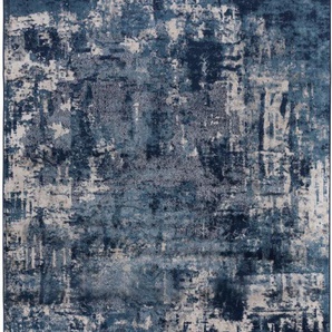 Teppich FLAIR RUGS Wonderlust Teppiche Gr. B/L: 160 cm x 230 cm, 10 mm, 1 St., blau (dunkelblau) Esszimmerteppiche fußbodenheizungsgeeignet, mehrfarbig, Vintage Design, Abstrakt