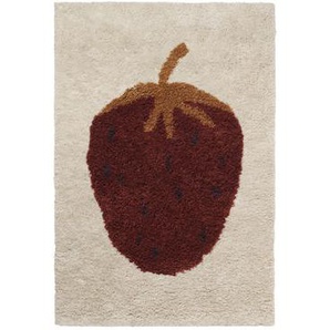 Teppich Fruiticana - Fraise textil gelb rot beige / groß - handgewebt - Ferm Living - Beige