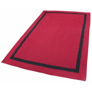 Teppich GINO FALCONE Benito Teppiche Gr. B/L: 160 cm x 230 cm, 6 mm, 1 St., rot Esszimmerteppiche Flachgewebe, Uni Farben, mit Bordüre, In- und Outdoor geeignet