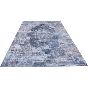 Teppich GINO FALCONE Cecilia 068 Teppiche Gr. B/L: 160 cm x 230 cm, 3 mm, 1 St., blau Orientalische Muster Flachgewebe, bedruckt, Vintage Design
