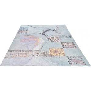 Teppich GINO FALCONE Cosima-106 Teppiche Gr. B/L: 160 cm x 230 cm, 3 mm, 1 St., blau (türkis) Esszimmerteppiche