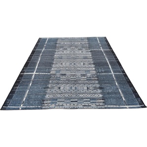 Teppich GINO FALCONE Outdoor-Africa 38 Teppiche Gr. B/L: 300 cm x 400 cm, 5 mm, 1 St., blau Esszimmerteppiche Flachgewebe, Ethno Style, In- und Outdoor geeignet