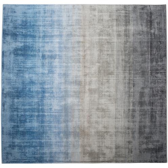 Teppich Grau Blau Kunstseide Baumwolle 200 x 200 cm Ombre Muster Handgewebt Quadratisch