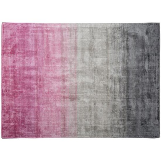 Teppich Grau mit Rosa 160 x 230 cm Kurzflor aus Viskose mit Farbverlauf Handgewebt Rechteckig Modern