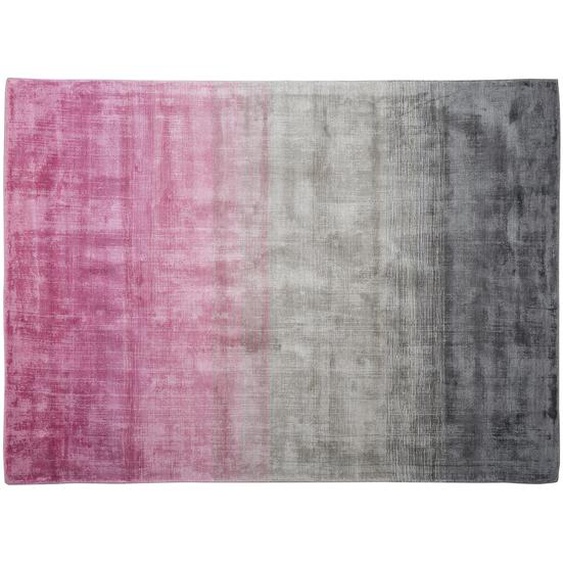 Teppich Grau mit Rosa 160 x 230 cm Kurzflor aus Viskose mit Farbverlauf Handgewebt Rechteckig Modern
