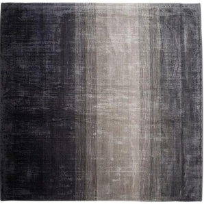 Teppich Grau Schwarz Kunstseide Baumwolle 200 x 200 cm Ombre Muster Handgewebt Quadratisch