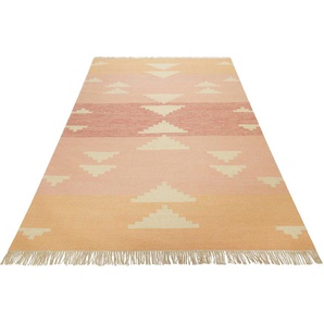 Teppich GREEN LOOOP Soleil GL-82106 Teppiche Gr. B/L: 80 cm x 300 cm, 5 mm, 1 St., rosa Baumwollteppiche handgewebter Naturfaserteppich aus Wolle