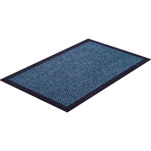 Teppich GRUND Herringbone Teppiche Gr. B/L: 90 cm x 150 cm, 8 mm, 1 St., blau (türkis, blau) Esszimmerteppiche In- und Outdoor geeignet, mit Bordüre