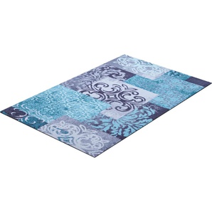 Teppich GRUND Pago Teppiche Gr. B/L: 90 cm x 150 cm, 8 mm, 1 St., blau (blau, grau) Esszimmerteppiche im Patchwork-Stil, bunt