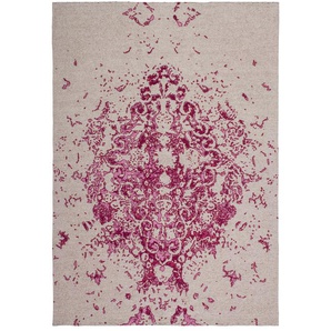 Teppich Handgefertigt Flachgewebe Jacquard Vintage-Look Elfenbein Pink
