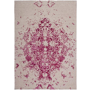 Teppich Handgefertigt Flachgewebe Jacquard Vintage-Look Elfenbein Pink
