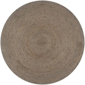 Teppich Handgefertigt Jute Rund 90 cm Grau