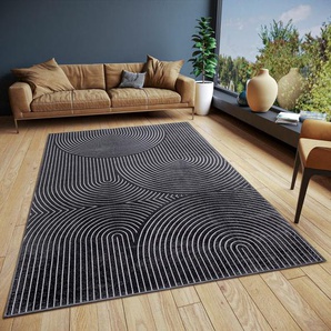 Teppich HANSE HOME Faron Teppiche Gr. B/L: 160 cm x 230 cm, 3 mm, 1 St., schwarz Baumwollteppiche leichter 3 mm Kurzflor, Skandi, Boho, 3D Effekt, auch als Läufer