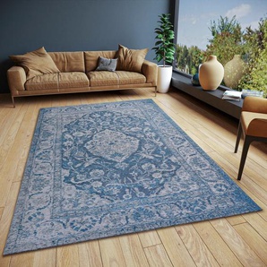 Teppich HANSE HOME Mahat Teppiche Gr. B/L: 200 cm x 285 cm, 6 mm, 1 St., blau Orientalische Muster Vintage, Orientalisch,Wohnzimmer, Flur, Anti-Slip Rücken, Klassisch