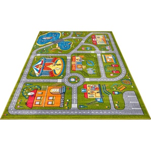 Teppich HANSE HOME Urban Street Teppiche Gr. B/L: 200 cm x 290 cm, 9 mm, 1 St., grün Kinder Kinderzimmerteppiche Farbenfrohes Design, Spielunterlage, Straße, strapazierfähig