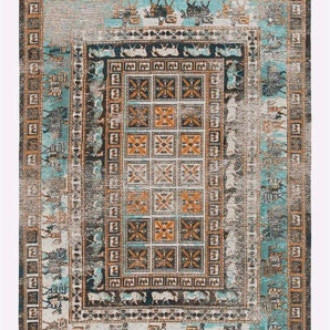 Teppich HEINE HOME Teppiche Gr. B/L: 160 cm x 160 cm, 7 mm, 1 St., bunt (türkis, bunt) Baumwollteppiche
