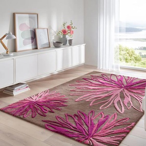 Teppich HEINE HOME Teppiche Gr. B/L: 160 cm x 230 cm, 20 mm, 1 St., pink (taupe, beere, gemustert) Shaggyteppich Hochflorteppich Moderner Teppich Naturteppich Schurwollteppich Schurwollteppiche Teppiche